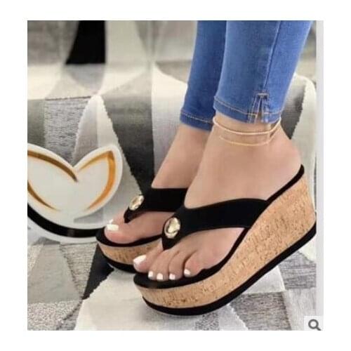 High Platform Sandals Wedges Shoes For Women Thick Bottom Casual Shoes Ladies 2021 Summer Flip Flop Black Plus Big Size 43