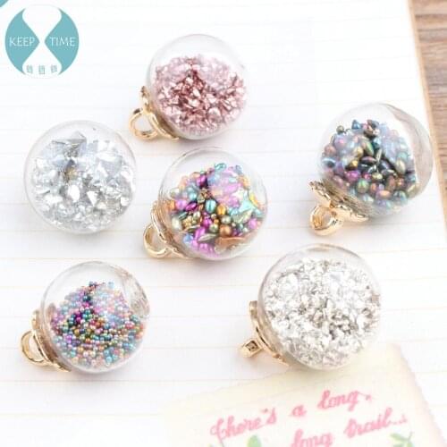 DIY Korean jewelry accessories color sand crystal transparent glass ball by wishing Ball Pendant