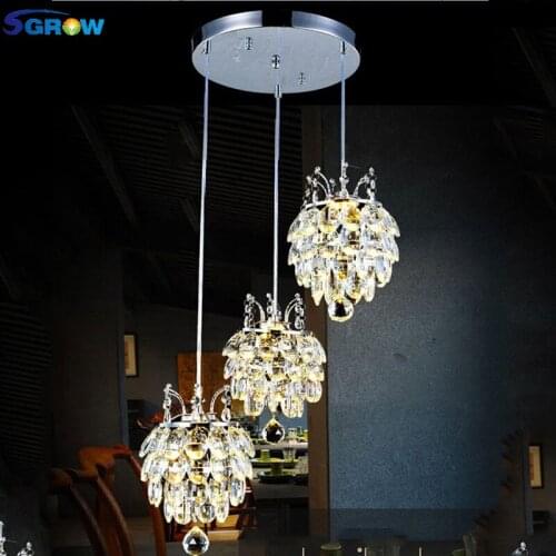 SGROW Modern K9 Crystal Pendant Lights for Living Room Bedroom Dining Room Art Deco Led Hanging Lamp Lighting Fixtures Lampara