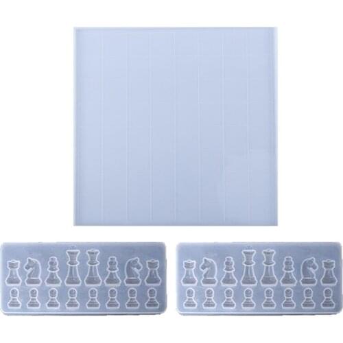 Chess Board Silicone Resin Mold 2Pcs Chess Silicone Mold for Resin Casting Craft