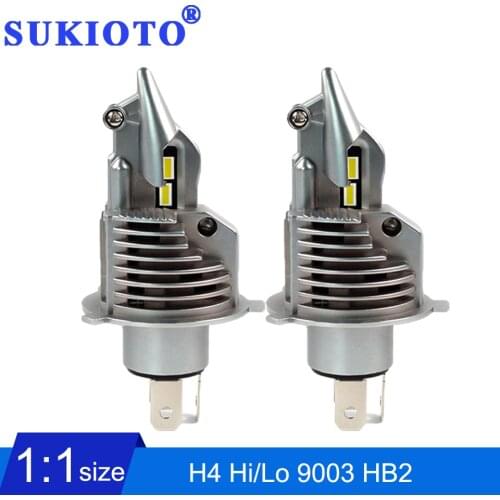 SUKIOTO 2PCS 1:1 Design LED H4/9003/HB2 LED headlight bulbs hi/lo 12V 24V h4 high low led projector lens lamps bulbs 35W 4000LM