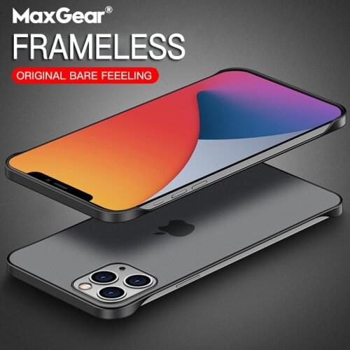 Ultra-Thin Frameless With Finger Ring Case For iPhone 12 Mini 11 Pro X XR XS Max 6s 7 8 Plus SE 2020 Scrub Matte Hard PC Cover