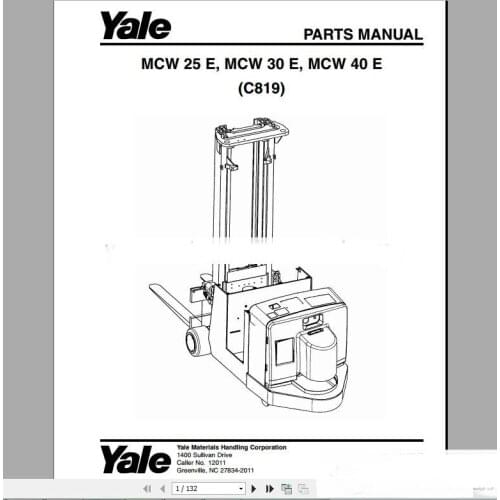 YALE Spare Parts PDF 2017 for USA and EURO version FULL MODELS