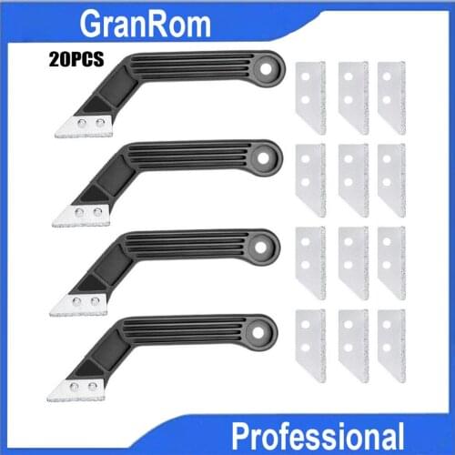 Grout Scraper With Replaced Blades 20pcs Set Edge Gap Cleaning Tool Kit Handheld Scraper with Bevel Handle