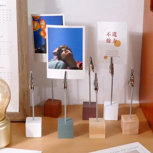 1pcs Color Wood Metal Photo Alligator Clip Memo Diy Wires Picture Holder Table Stand Message Folder