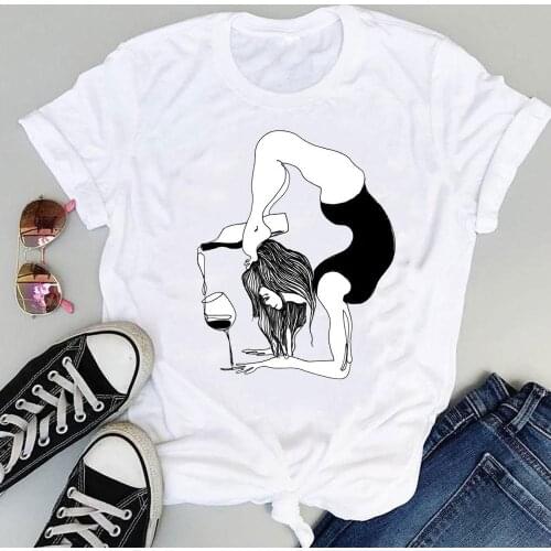 Women 2021 Wine Kawaii Cute Funny 90s Cartoon Sweet Summer Short Sleeve Fashion Print Lovely Clothes Tops Tees Tshirt T-Shirt