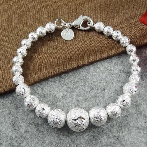 Free shipping women 925 Silver Bracelet Strand Beads Charm Bracelets 925 Silver Bracelets & Bangles ML003