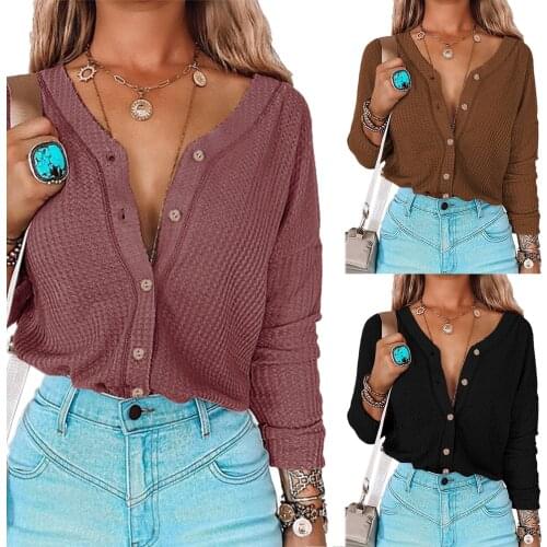 Womens Autumn Waffle Knit Cardigan Sweater Jacket Fashion V-neck Button Off Shoulder Long Sleeve Sweater Y2K Bow Knit Sweater