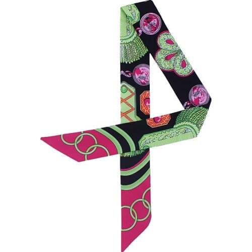 New Design Striped Printed Twill Silk Scarf Fashion Head Scarf Women Summer Luxury Brand Small Tie Bag Ribbons Hair Scarves