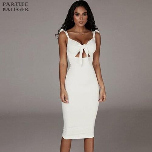 PB Free Shipping 2020 New Chic Lace-up Design Sexy Waist Hollow Out Sexy Sleeveless Ruffles Celebrity Party Bandage Slip Dress