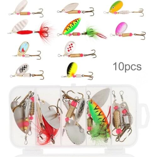 10pcs/lot Wobbler Fishing Spoon Baits 4g-8g Metal Spinner Lure Spinnerbait Artificial with Box for Ocean Boat Fishing