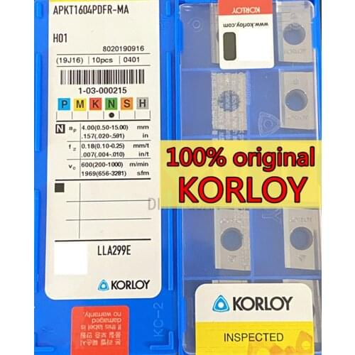 100% original KORLOY APKT1135PDFR APKT1604PDFR MA-R0.2 HA3-R0.8 H01 Carbide insert Processing: copper and aluminum