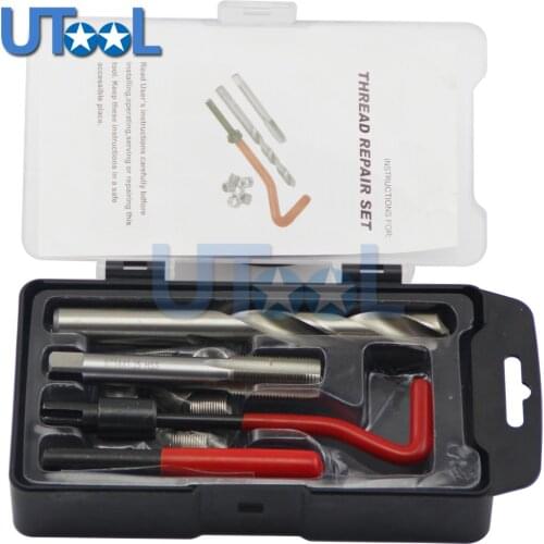 15PCS Thread Repair Tool Kit And Drill Bit Insert Insertion tool M14X1.25