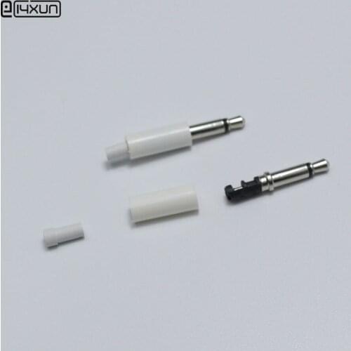 2pcs 3.5mm mono headset plug with tail 2 pole 3.5 mm audio plug Jack Adaptor connector for iphone white