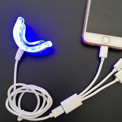 2 pcs/lot Portable Smart Cold Blue light LED Tooth Whitener Device Dental Whitening Gel Kit use For Teeth Bleach