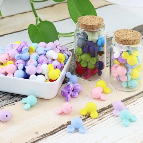 20Pcs Mouse Beads Colorful Beads For Handmaking DIY Silicone Beads Baby Teether Teething Chewable Toys For Baby Silicone Chewing