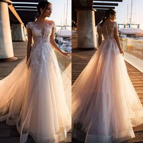 2021 Beach Wedding Dresses Boho Appliques Lace Bridal Gowns Vintage Tulle Свадебное Платье Plus Size Princess Vestido De Noiva