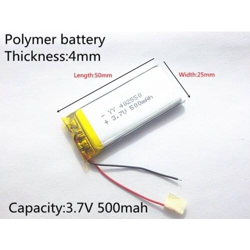 3.7V 500mAh 402550 Lithium Polymer Li-Po li ion Rechargeable Battery cells For Mp3 MP4 MP5 GPS PSP mobile bluetooth