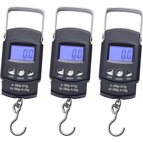 3 Pcs Fish Scales,Portable Luggage Weight Scale With Backlit LCD Display 110Lb / 50Kg Electronic Balance Fishing Hanging