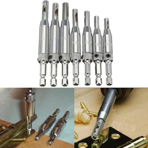 4pcs/set Center Drill Bit Doors Self Centering Hinge Tapper Core Drill Bit Set Hole Puncher Woodworking Tools 5/64"-11/64"
