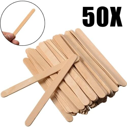 Shellhard 50pcs Disposable Tongue Depressors Wooden Hair Removal Tattoo Waxing Stick Tongue For Beauty Tool 114mm x 10mm x 2mm