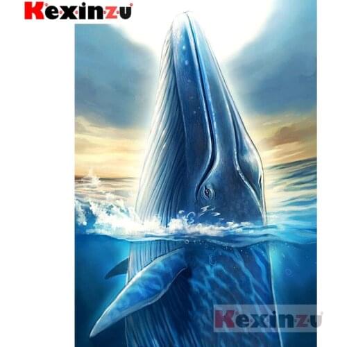 Kexinzu 5D Full DIY Square/Round Diamond Painting"blue whale"3D Embroidery Cross Stitch Mosaic diamondpainting Gift #K8877
