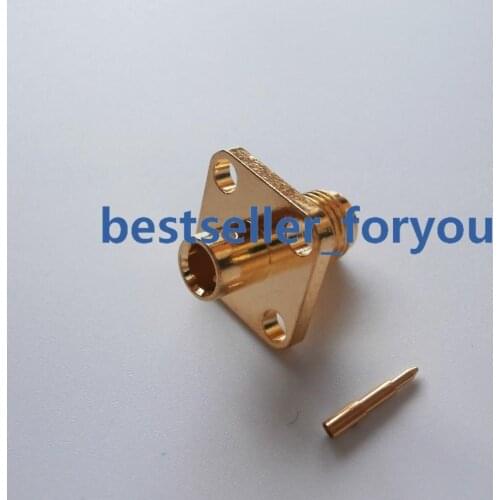 5x Connector RPSMA female plug 4-holes flange solder RG402 0.141" Semi-rigid