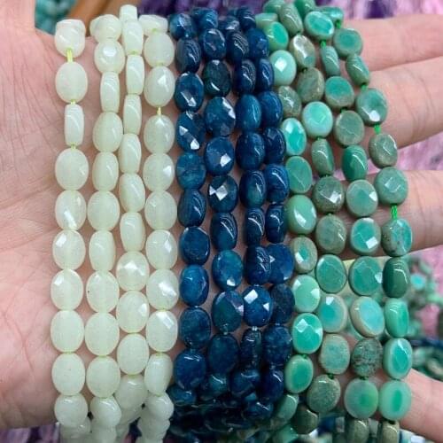 6x8mm Natural Luminous Apatite Green Garnet Stone Beads 15'' Faceted Oval Loose Beads For Jewelry Making Bracelet Neckalce Gift