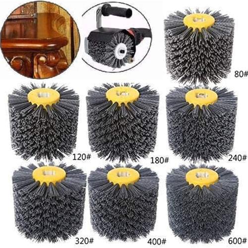 Abrasive Nylon Wire Drawing Wheel Drum Burnishing Brush for wooden polishing 5 inch 80 120 180 240 320 400 600