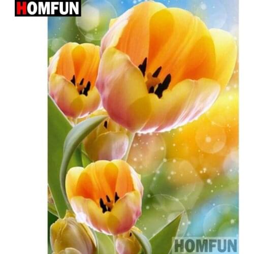 HOMFUN Full Square/Round Drill 5D DIY Diamond Painting "Yellow flower" 3D Diamond Embroidery Cross Stitch Home Decor A18921