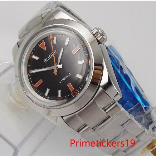 36mm Bliger Brand Automatic Mens Watch Sapphire Glass MIYOTA 8215 Movement Black/Blue/Gray/White Dial Polished Beze Oyster Strap