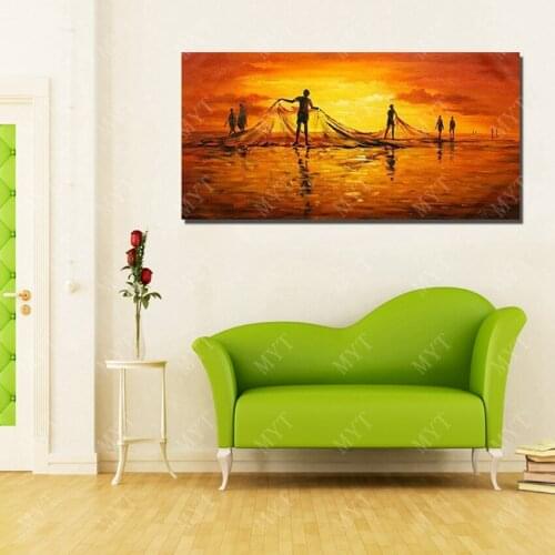 Free delivery sunrise, hand-painted morning beach, canvas office living room