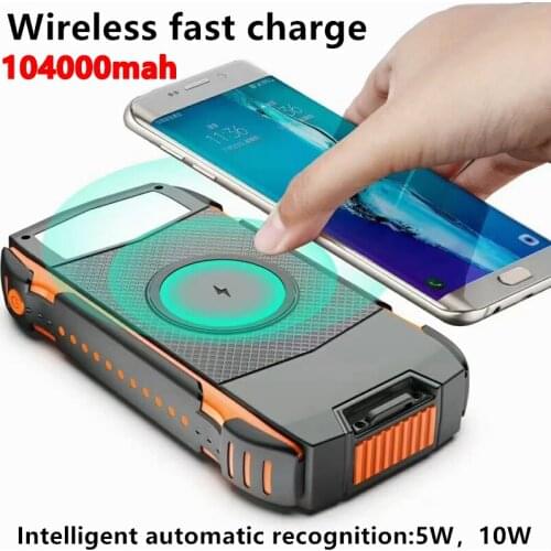 New upgraded version of solar wireless power bank 104000mah100000mahfast charging mobile power supply forHuawei Oppo Xiaomi ViVo