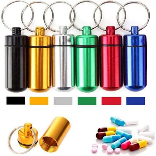 Portable Aluminum Alloy Waterproof Pill Bottle Outdoor Keychain Mini Storage Box Case Holder EDC Capsule Container Medicine