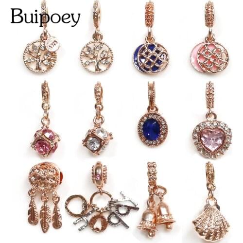 Buipoey 2pcs/lot Hollow Lucky Tree Pendant Snowflake Beaded Bracelet Necklace Rhinestone Alphabet Charm DIY Jewelry Men Women