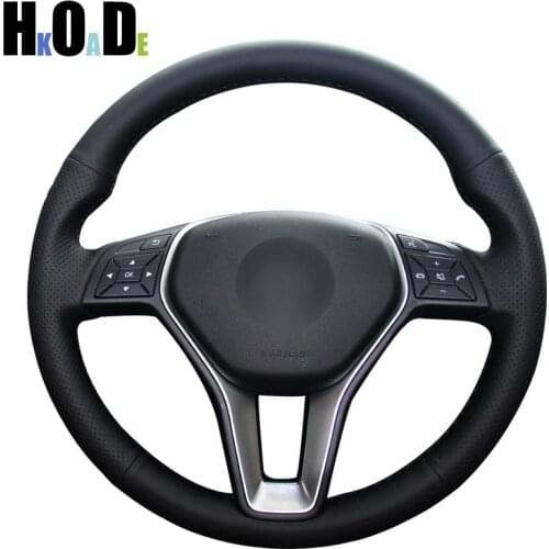 DIY Black Artificial Leathers Hand-Stitched Car Steering Wheel Covers for Mercedes Benz E200L gla cla gle c200l C200 C250 C300