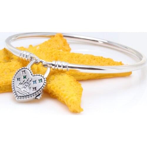 DoDoFly Real 925 Sterling Silver Heart Lock Castle Paradise Bracelet For Women Fit Original Brand Beads Charm Jewelry