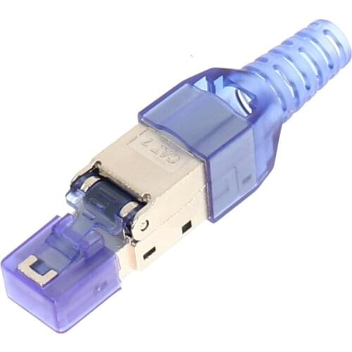 Tool-Free Shielded Crystal Head Ftp RJ45 Cat 7/Cat6A/Cat8 Termination Plug Cat7 Connector Cat6A Connectors Modular 22-26AWG