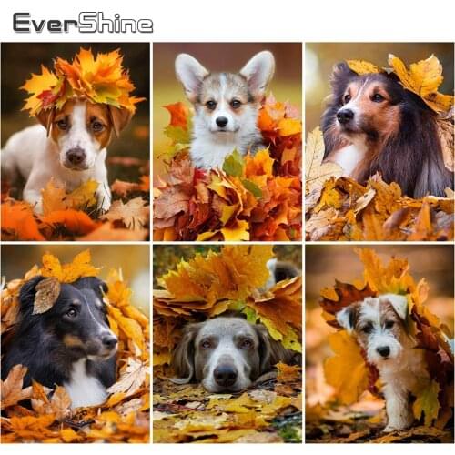 Evershine Diamond Embroidery Dog Crafts Kit Diamond Painting Autumn Animal Cross Stitch Mosaic New Arrival Handmade Gift