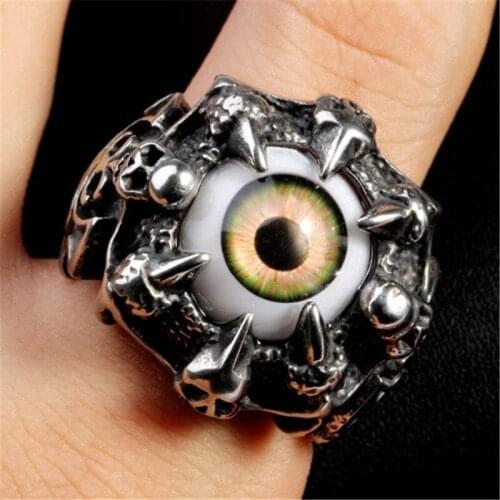 European and American fashion jewelry titanium steel eagle claw devils eye ring foreign trade hot style personality trendy male