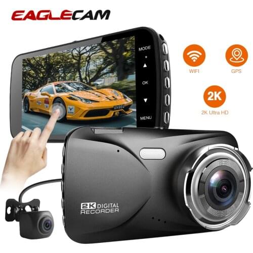 Full HD 2K 4.0 "Dash Camera 1440P GPS and WIFI Capacitor Touch Screen Dual Lens With Rear Camera Night Vision Auto Registrator