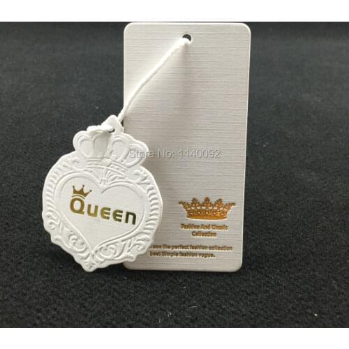 Customized top quality gold stamping clothing embossed tags/garment shape cutting paper tag printing/1000 pcs a lot