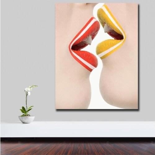 Fashion Large Size Printing Oil Painting Candy Lips II Wall Art Canvas Prints Pictures for Living Room and Bedroom No Frame