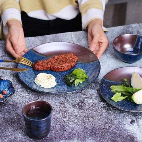 LingAo Ceramic Japanese-style enamel sea jinsha bowl, dish, spoon, cup, plate set