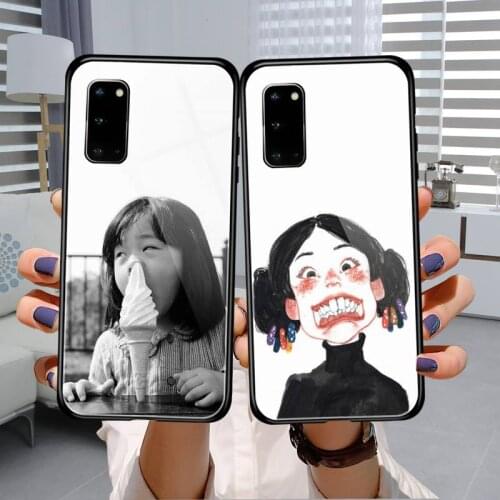Cool Funny Cartoon Phone Case Tempered Glass For Samsung S7 S8 S9 S10E S20 21 30 Plus ultra Note 8 9 10 Plus A7 2018