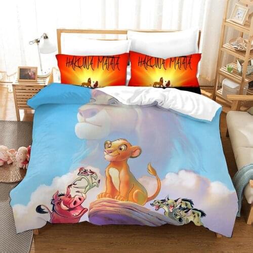 The lion king bedding set for kids bed decor queen size duvet covers twin bed 3 pcs home textile cartoon discount free shipping