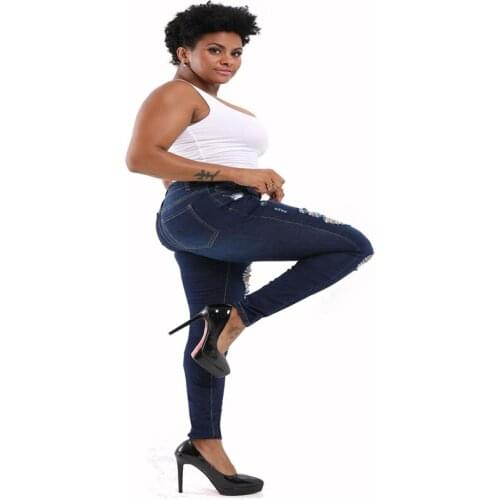 2020 Fashion Hot selling skinny jeans with holes in large size and hips
