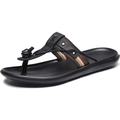 Flip flops beach men genuine leather fish outside summer male slippers Non-slip sandals trend fashion casual shoes men