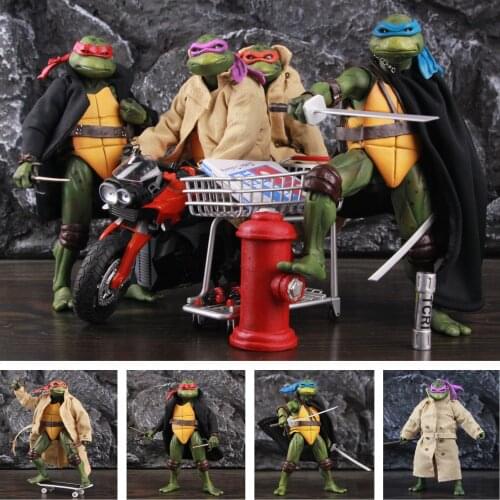 SET of 4 1990s Turtles 7" Action Figure Raphael Leonardo Michelangelo Donatello Exclusive Movie Film Toys Doll Model KOs NECA