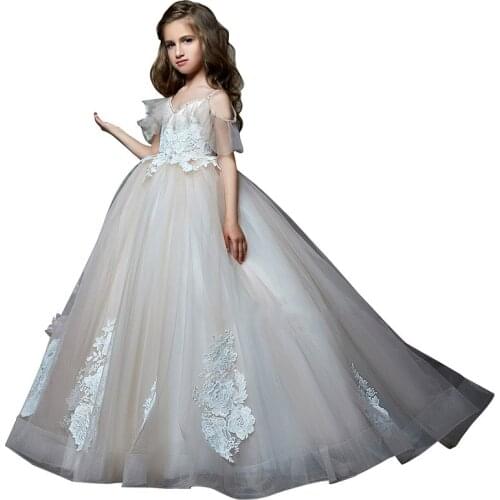 Fancy little girls dress 2018 fantasia infantil para menina robe fille enfant mariage de soiree ball gown kids dresses for girls
